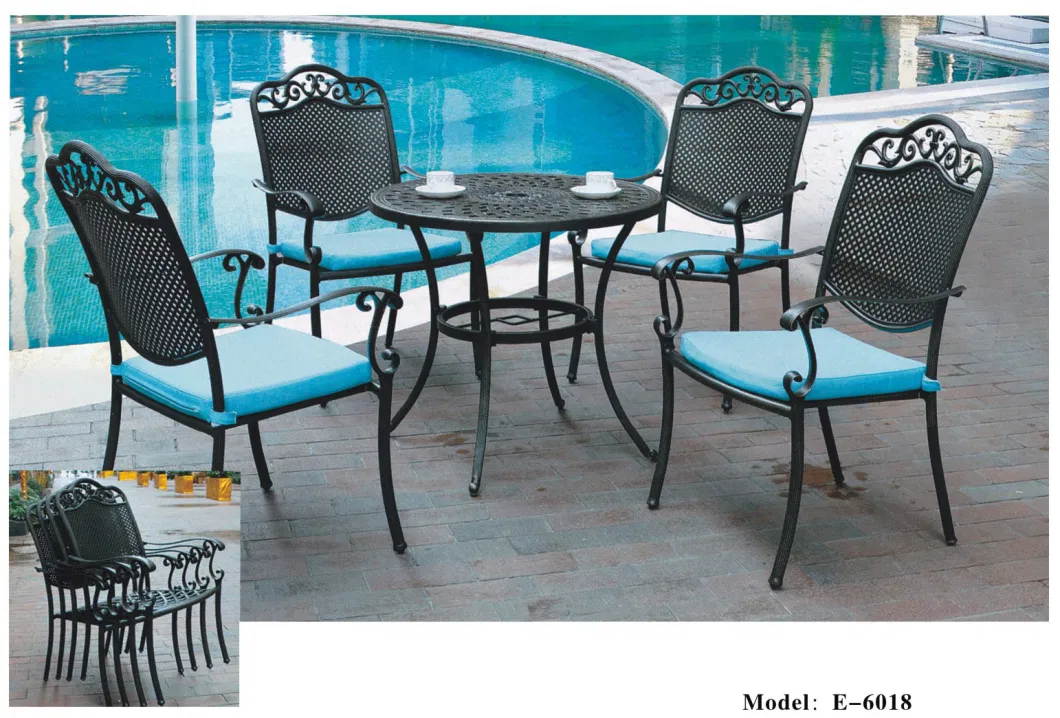 BBQ Garden/Patio Table and 4 Chair Set, Cast Aluminium Finished in Black, Cast Garden Furniture Sets